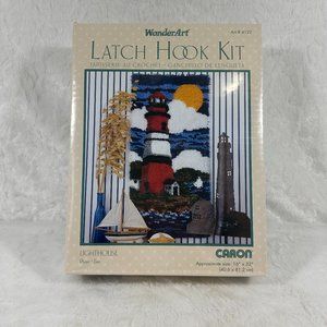 New in Box Sealed Caron WonderArt Latch Hook Kit #4122 Lighthouse Nautical Theme